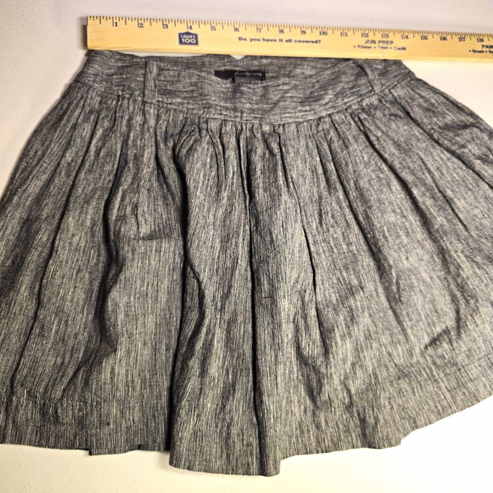Twenty One Women's Pleated Chambray Skirt M Gray Linen/Cotton Zip Closure